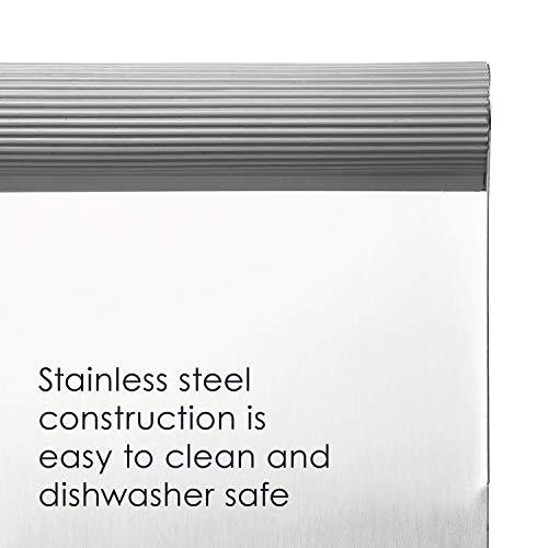 Rachael Ray Rachael Ray Tools and Gadgets Stainless Steel Pastry Scraper / Bench Scrape / Kitchen Tool for Baking and Cooking / Dishwasher Safe, Sea Salt Gray, 6x5x1in