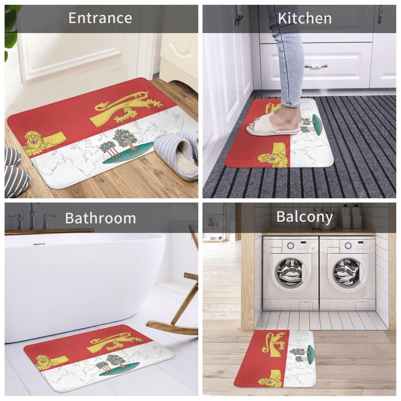 KOSPOGO KOSPOGO Flag Map of Prince Edward Island Bathroom Rugs Ultra Soft Non Slip Bath Mat Durable Kitchen Bedroom Rug 16x24 Inch Area Rug Door Mat