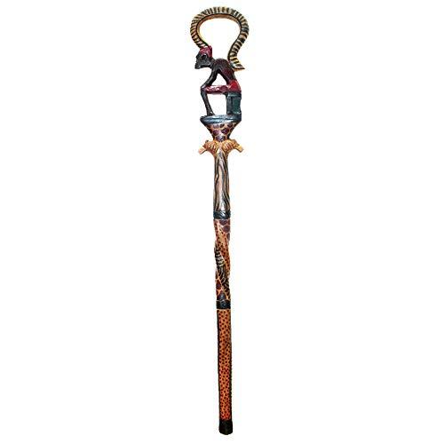 Stoneage Arts Global African Wood Decorative Walking Stick (Hand Made in Kenya) (Wise Man)