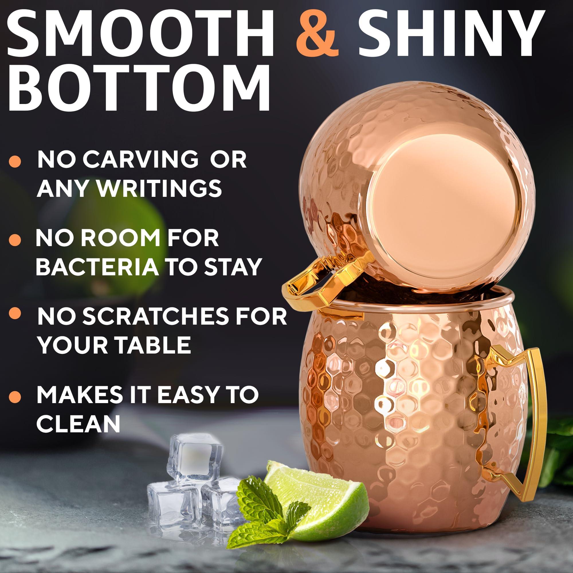 Benicci Benicci Moscow Mule Copper Mugs - Set of 4-100% HANDCRAFTED - Food Safe Pure Solid Copper Mugs - 16 oz Christmas Gift Set with Premium Quality Cocktail Copper Straws and Jigger!