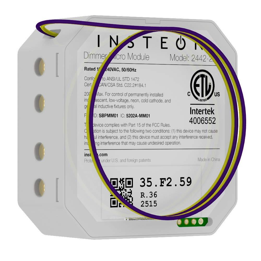 Insteon Insteon Micro Dimmer Switch Adapter, Inline Module, 2442-222 - Insteon Hub Required for Voice Control with Alexa & Google Assistant