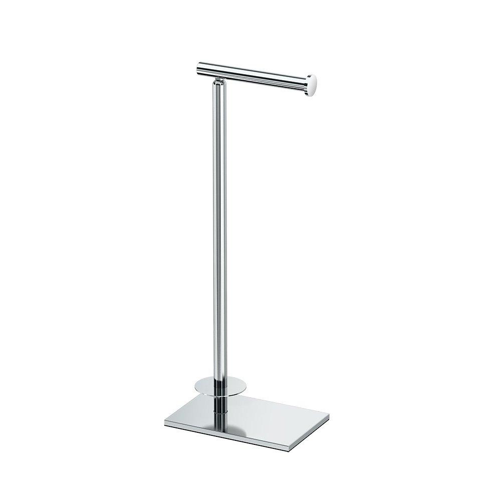 Gatco Gatco 1443C Modern Square Base Toilet Paper Holder Stand with Storage, Chrome, 21.13"H