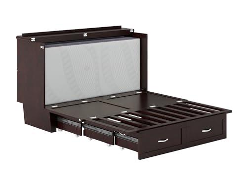 AFI AFI, Chelsea Mid-Century Modern Queen Solid Wood Murphy Bed Chest with Mattress in Espresso