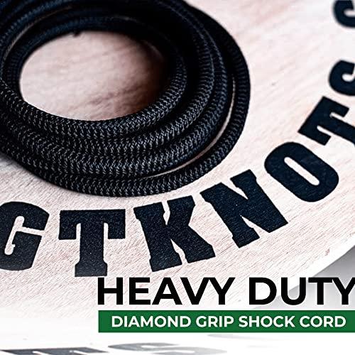 SGT KNOTS SGT KNOTS Diamond Grip Black Bungee Cord - 100% Stretch Elastic Cord and Absorbent Bungee Shock Cord for Camping, Kayak Deck, Crafting (1/4\" x 50ft)