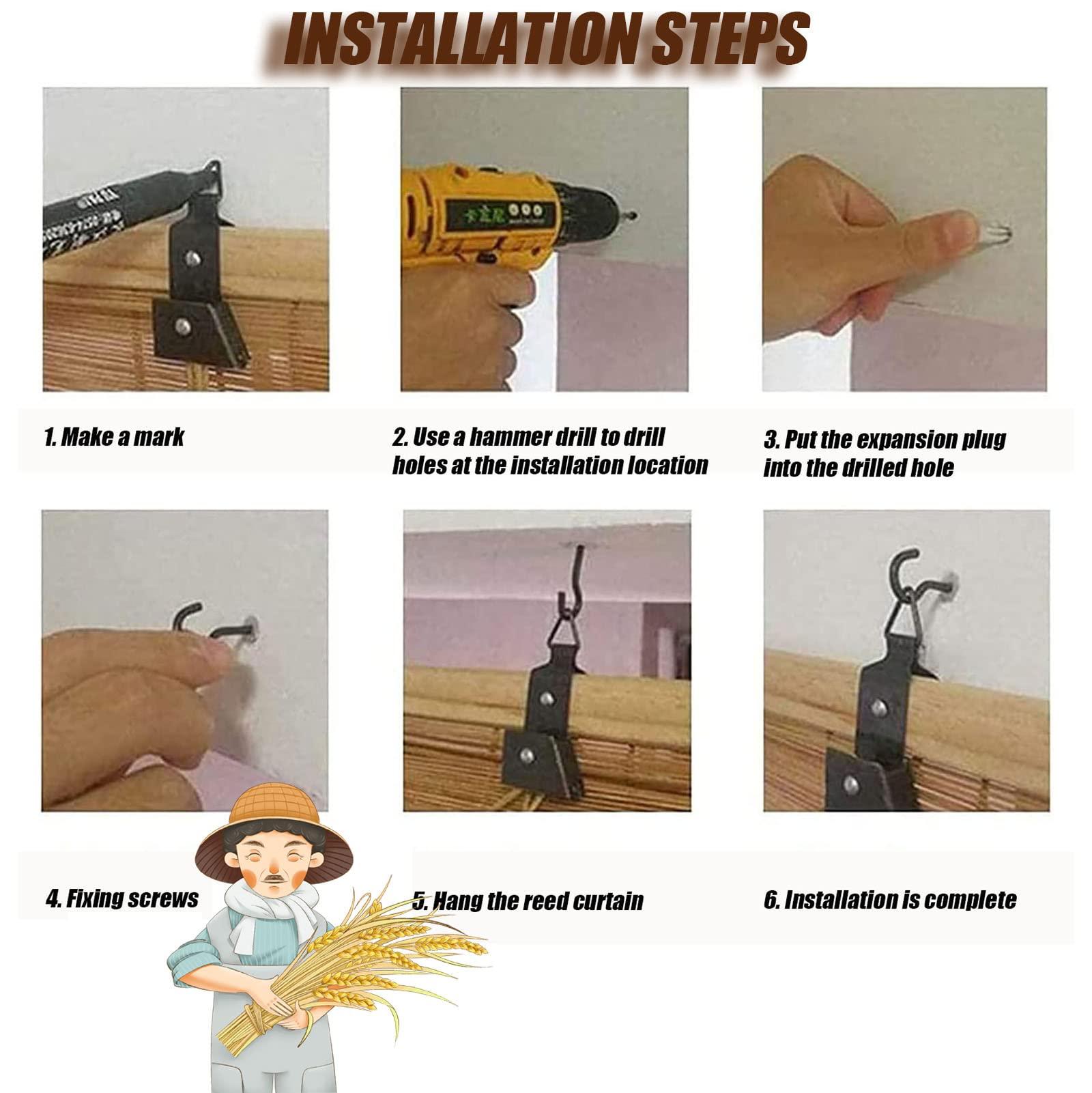 OCAZI Bamboo Roll-Up Shades for Patio & Indoor/Outdoor Privacy - 43x59in (WxH) Brown Reed Blinds