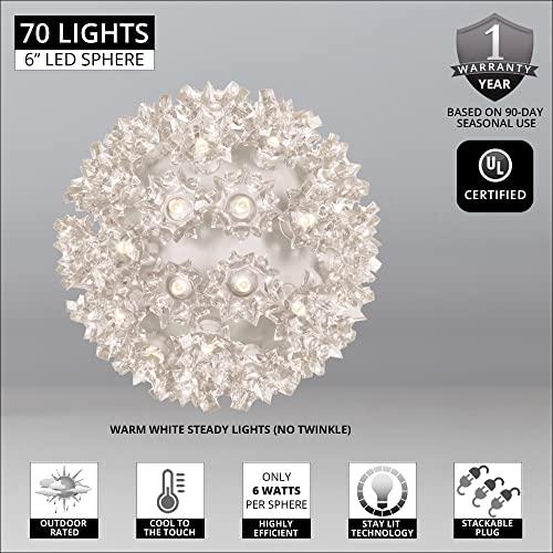 Wintergreen Lighting Wintergreen Lighting LED Starlight Sphere, LED Light Ball Sphere Light, Christmas Light Ball, Christmas Decoration (70 Lights, 6\", Warm White)