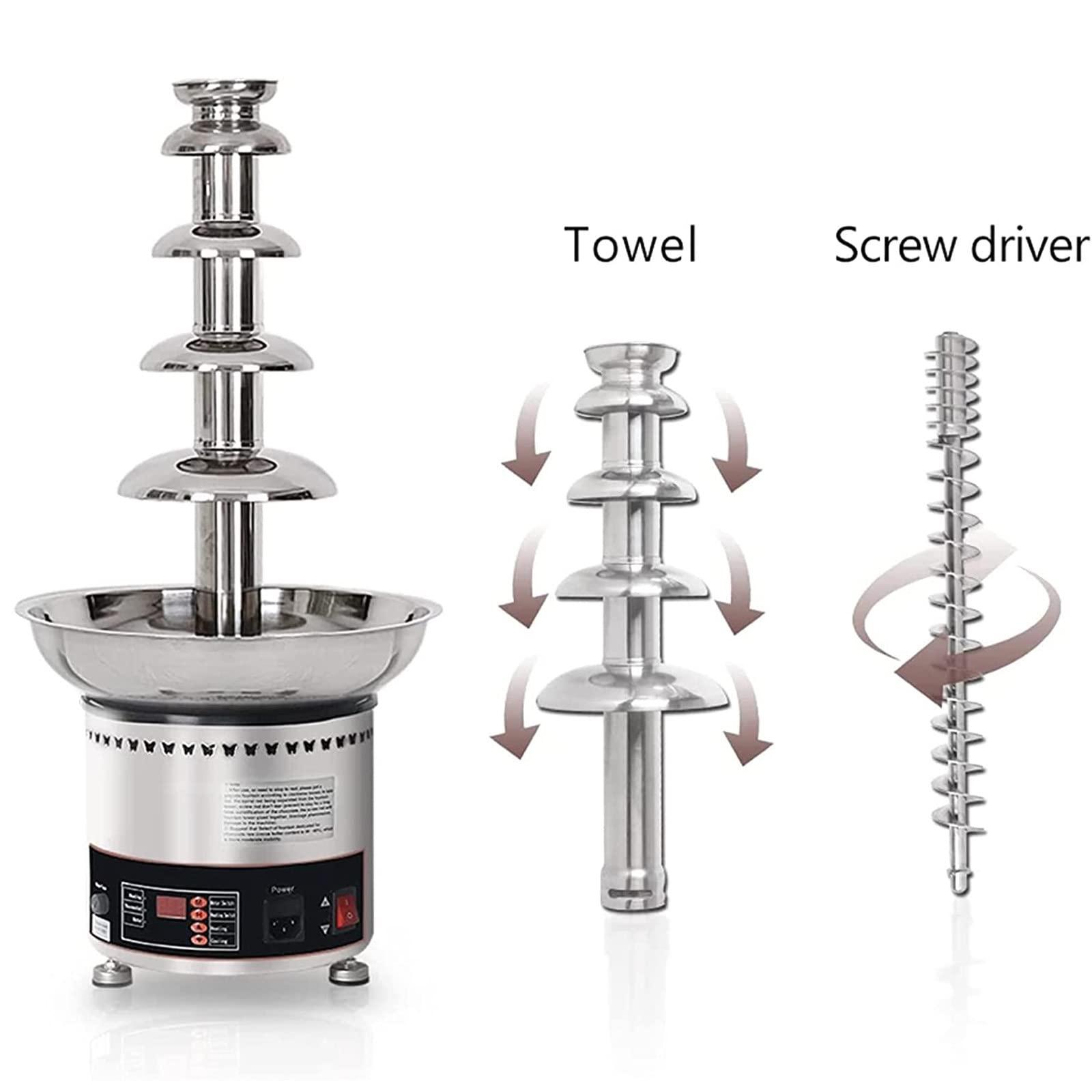 JINGEDD JINGEDD Chocolate Fountain Commercial Chocolate Fountain Chocolate Fountain Machine Stainless Steel Chocolate Fountain Fondue for Cake Shop,Hotel,House,Restaurant,Banquet,4Tier