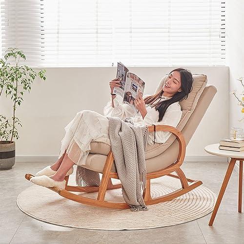 SYUFRE Rocking Chair Nursery Nursing Armchair with Wood Base Baby Glider Rocker Rocking Accent Armchair for Living Room, Bedroom, (Size : Light Gray Fleece Fabric)
