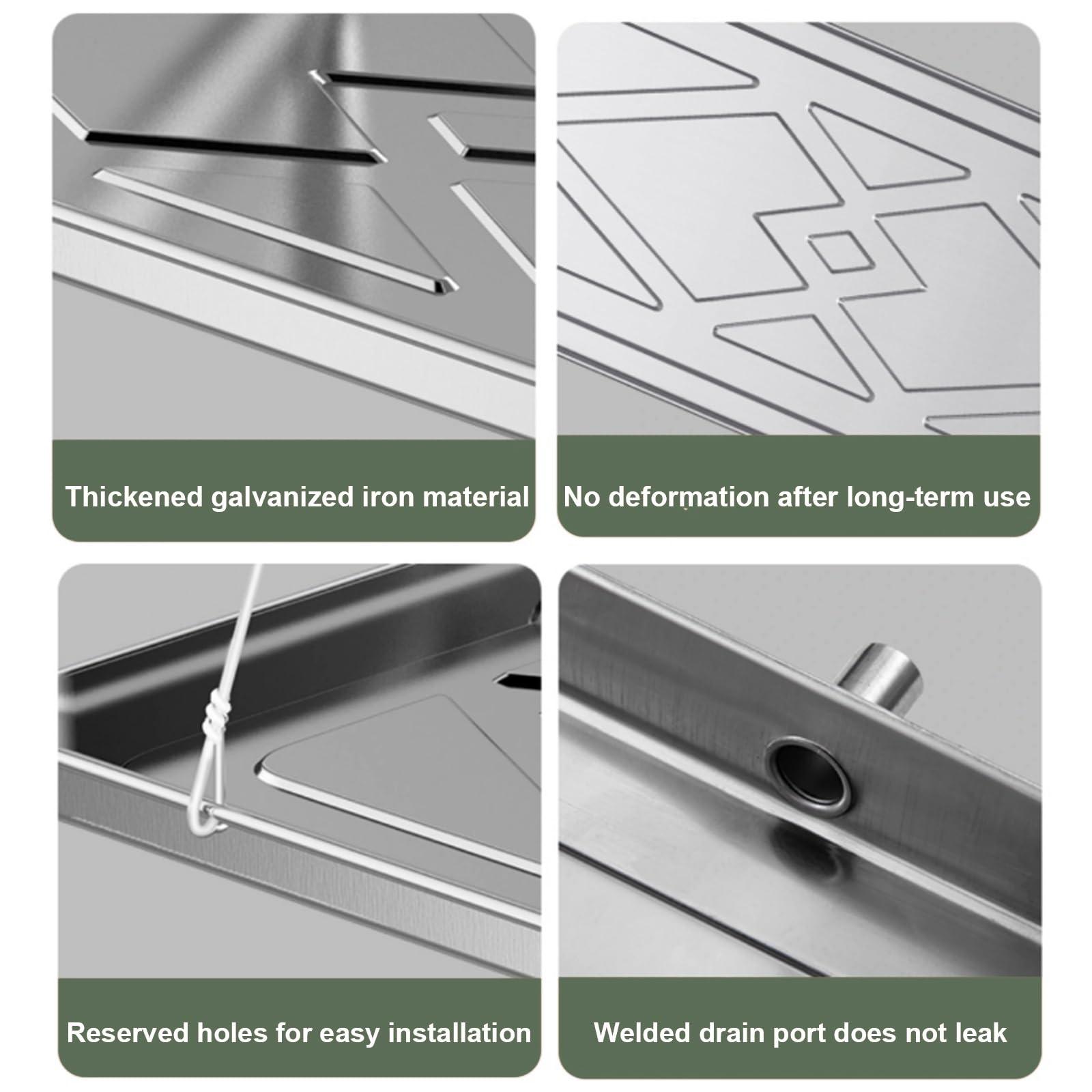 GMBAYUE GMBAYUE Ac Unit Drain Pan, Air Conditioner Drip Tray with Drain Hole, Stainless Steel Condensate Drain Pan for Universal Split Air Conditioner Heat Pump Systems (Color : 2P)