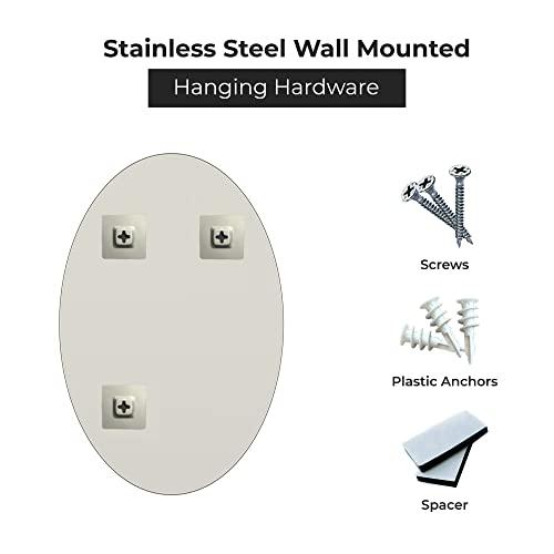 Fab Glass and Mirror Fab Glass and Mirror Oval Mirror 1" Beveled Edge - Frameless Wall Mounted Mirror with Hooks for Bathroom, Vanity Room, Bedroom, Living Room 22"x39"