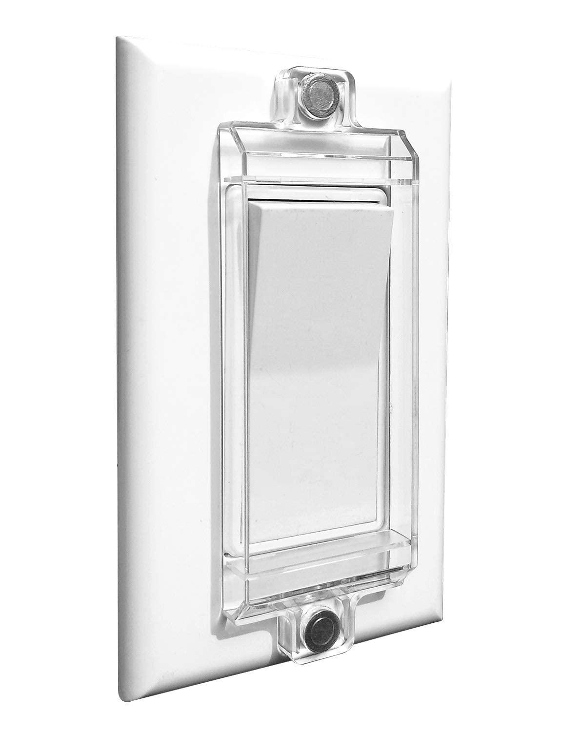 ILIVABLE Magnetic Light Switch Guards, ILIVABLE Light Switch and Outlet Cover for Flat Modern Switches, Not Child Proof (Clear, 2 Pack)