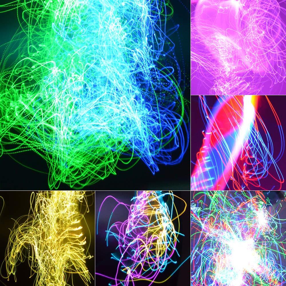 kavoda LED Light Whip Fiber Optic Space Pixel Whip Rave Toys EDM Flow Sparkle Dance Festival 360 Degree Swivel Super Bright 40 Display Modes