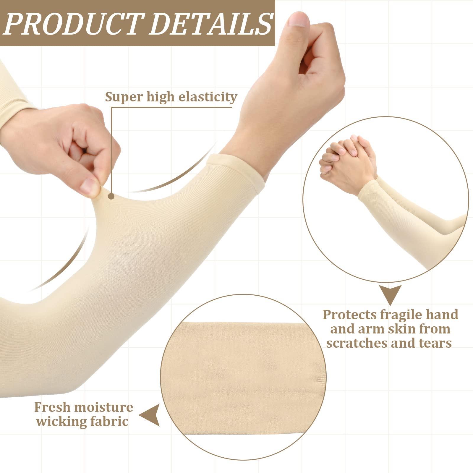 Janmercy Janmercy 8 Pairs Elderly Skin Thin Protector Sleeves Bruise Abrasions Protective Arm Sleeve (White, Beige)