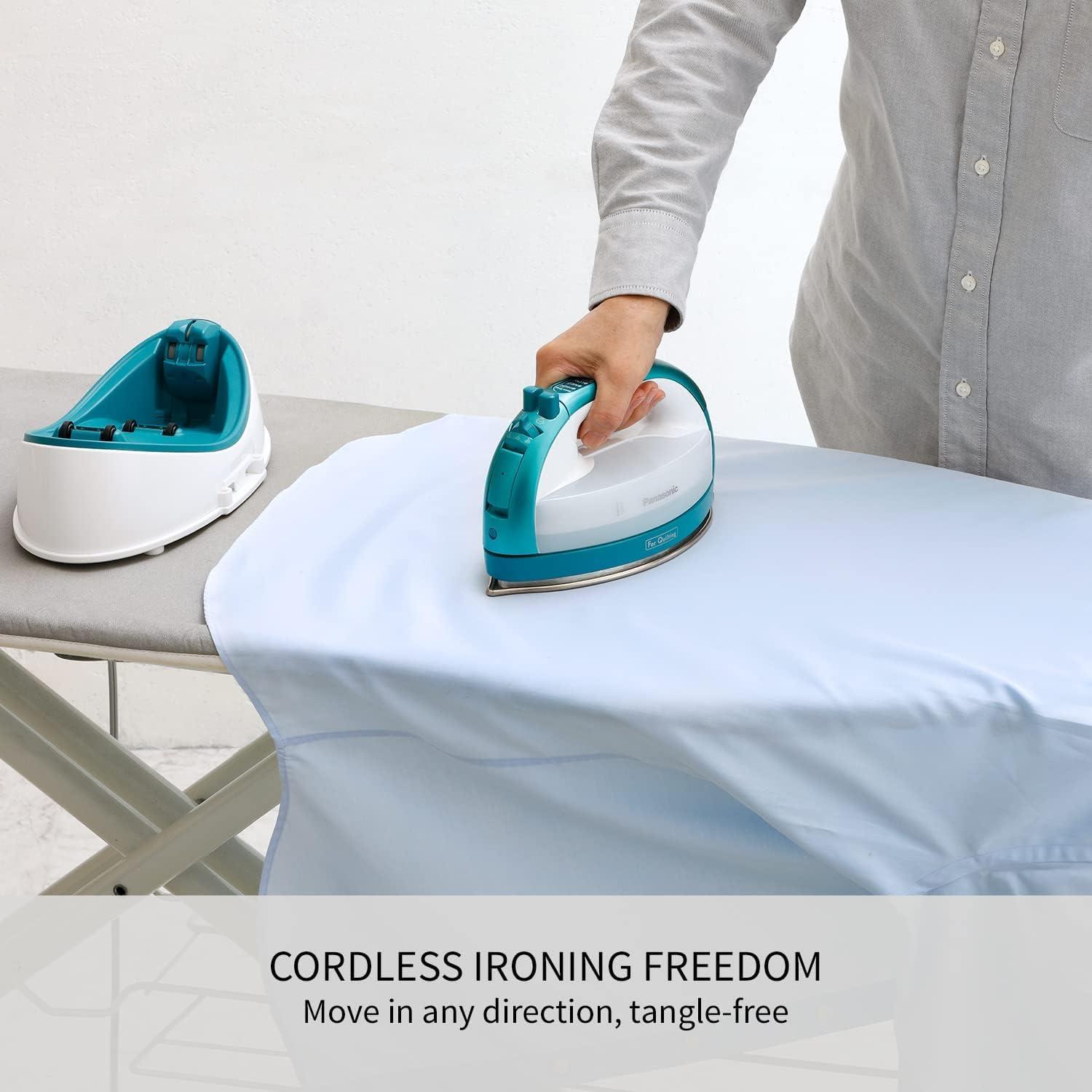 Panasonic Panasonic Cordless Iron, Portable 360-Degree Freestyle Dry/Steam Iron with Precision Tips and Stainless Steel Soleplate, Anti-Calc and Anti-Drip, Power Base and Carrying/Storage - NI-QL1000G (Teal)