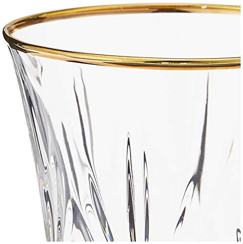 Lorren Home Trends Lorren Home Trends Siena Collection Crystal White Wine Glass with Gold Band Design, Set of 4,6 fl oz