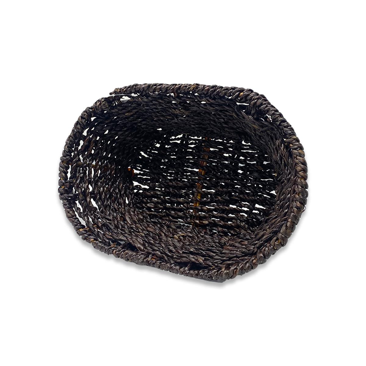 L THE LUCKY CLOVER TRADING COMPANY 12 Pack Bulk Basket Dark Brown Seagrass 9\" Oval Utility Tray Basket Multipurpose Gift Basket Food Bread Fruit Storage Decorative Basket - Bulk Basket Supply Set of 12