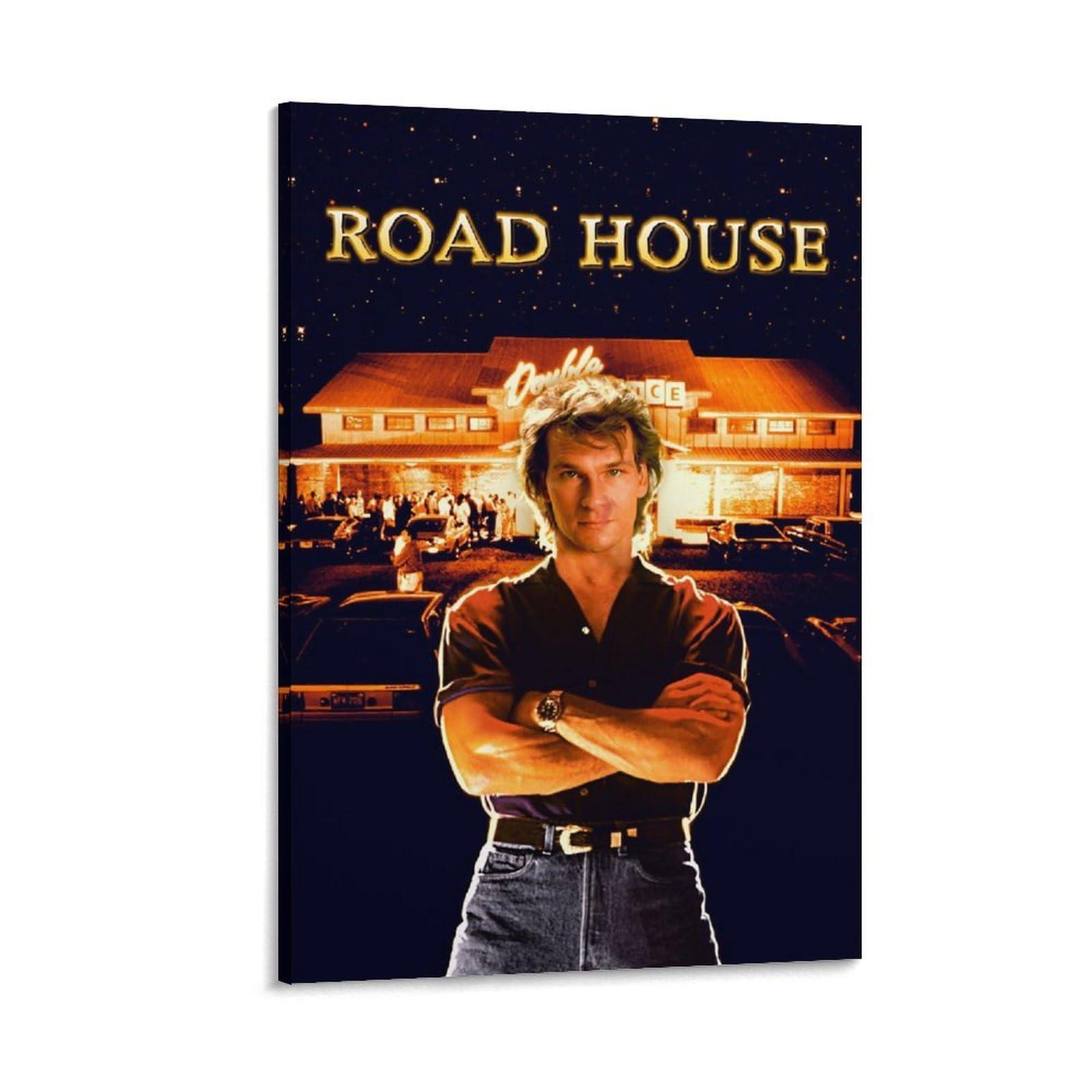 Thcbme Road House Movie Posters 1989 Action Thriller Movie Retro Poster Canvas Art Painting Canvas Wall Art Prints for Wall Decor Room Decor Bedroom Decor Gifts 16x24inch(40x60cm) Frame-style