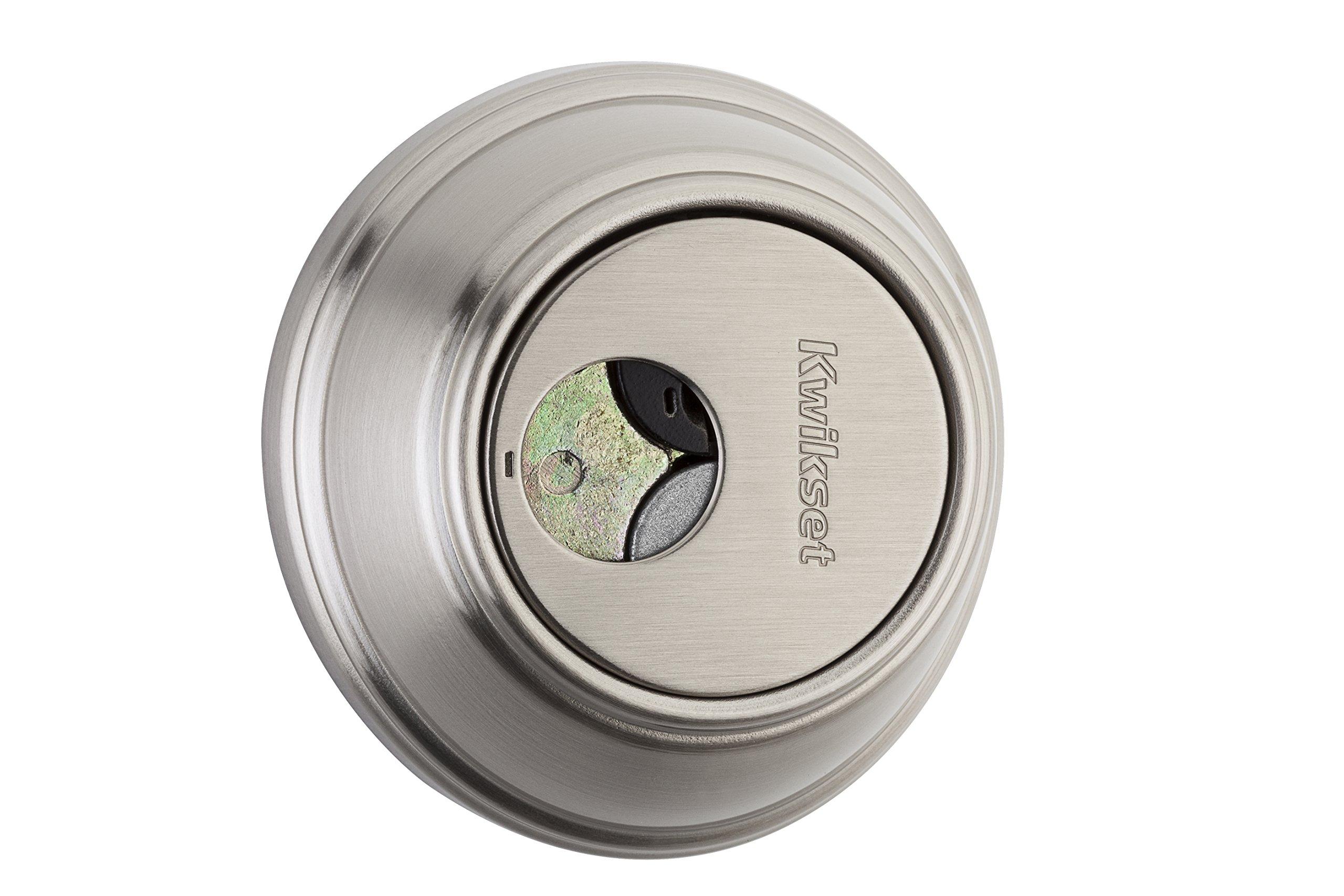Kwikset Kwikset 816 Key Control Deadbolt Lock, Round Satin Nickel Exterior Keyed Front Entry Door, Pick Resistant SmartKey Rekey Security, Single Cylinder Dead Bolt, with Microban Protection