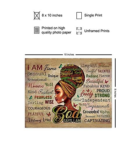 YELLOWBIRD ART & DESIGN African American Women Positive Affirmations - Black Wall Art - Religious Christian Gifts for African American Girls - Inspirational Spiritual Positive Quotes Sayings Poster Picture - God Says You Are