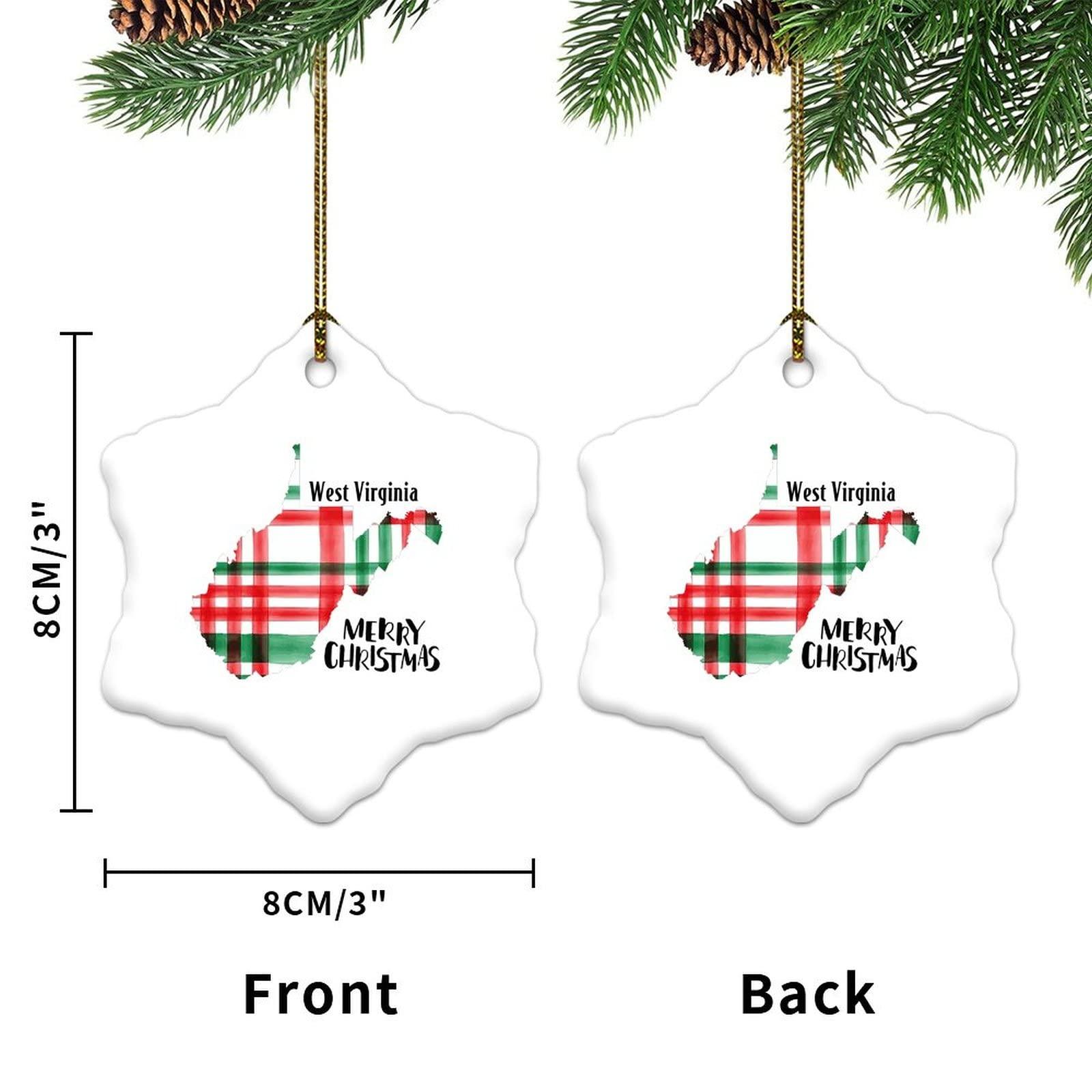 Mighun West Virginia Christmas Hexagon Ornament, West Virginia State Map Silhouette Merry Christmas Ornaments Hanging Keepsake for Him Her Christmas Hostess Long Distance