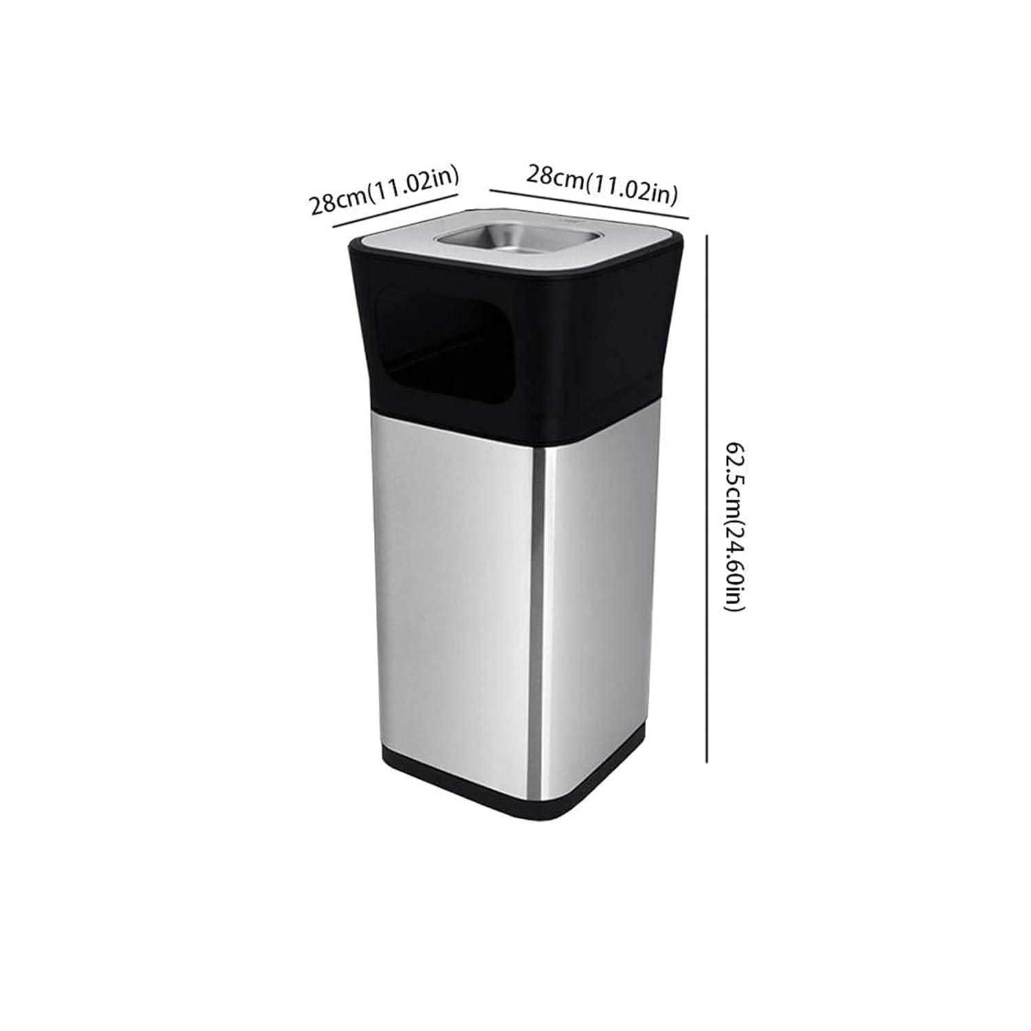 YAYASHANLI YAYASHANLI Trash Cans Stainless Steel Outdoor Trash Can Commercial Trash Bins with Ashtrays Garbage Can for Hotel Mall Dustbins Outdoors and Home(45.5 * 28cm)