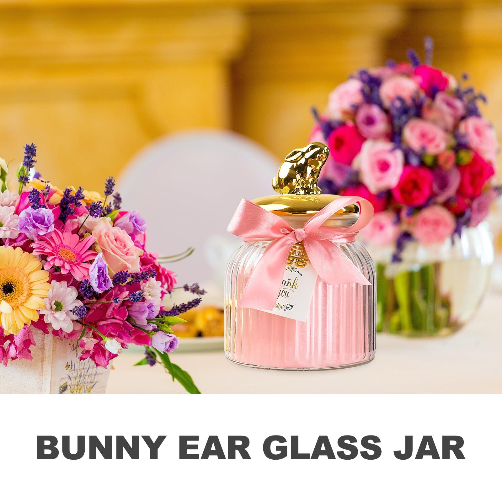 PRETYZOOM PRETYZOOM Rabbit Ear Glass Jar Glass Food Canister Glass Bunny Canister Loose Tea Container Candy Jar Candy Holder Containers with Lids Decor Treat Jar With Cover Ceramics Toothpick Jar