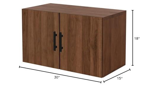 UPLIFTDESK UPLIFTDESK MoPac Overhead Cabinet (Walnut) with Black Handles