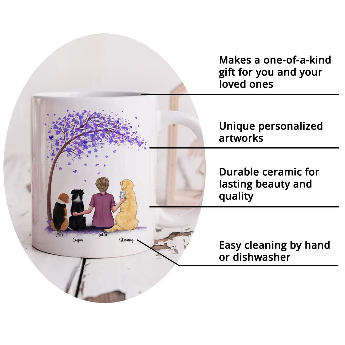 Gossby Gossby Personalized Custom Mug (3 Dogs) Life is better with dogs Custom Mugs with Name for Dog Mom Personalized with Any Dog Breed, Pet Name and Photo Pet Memorial Coffee Cup for Friends