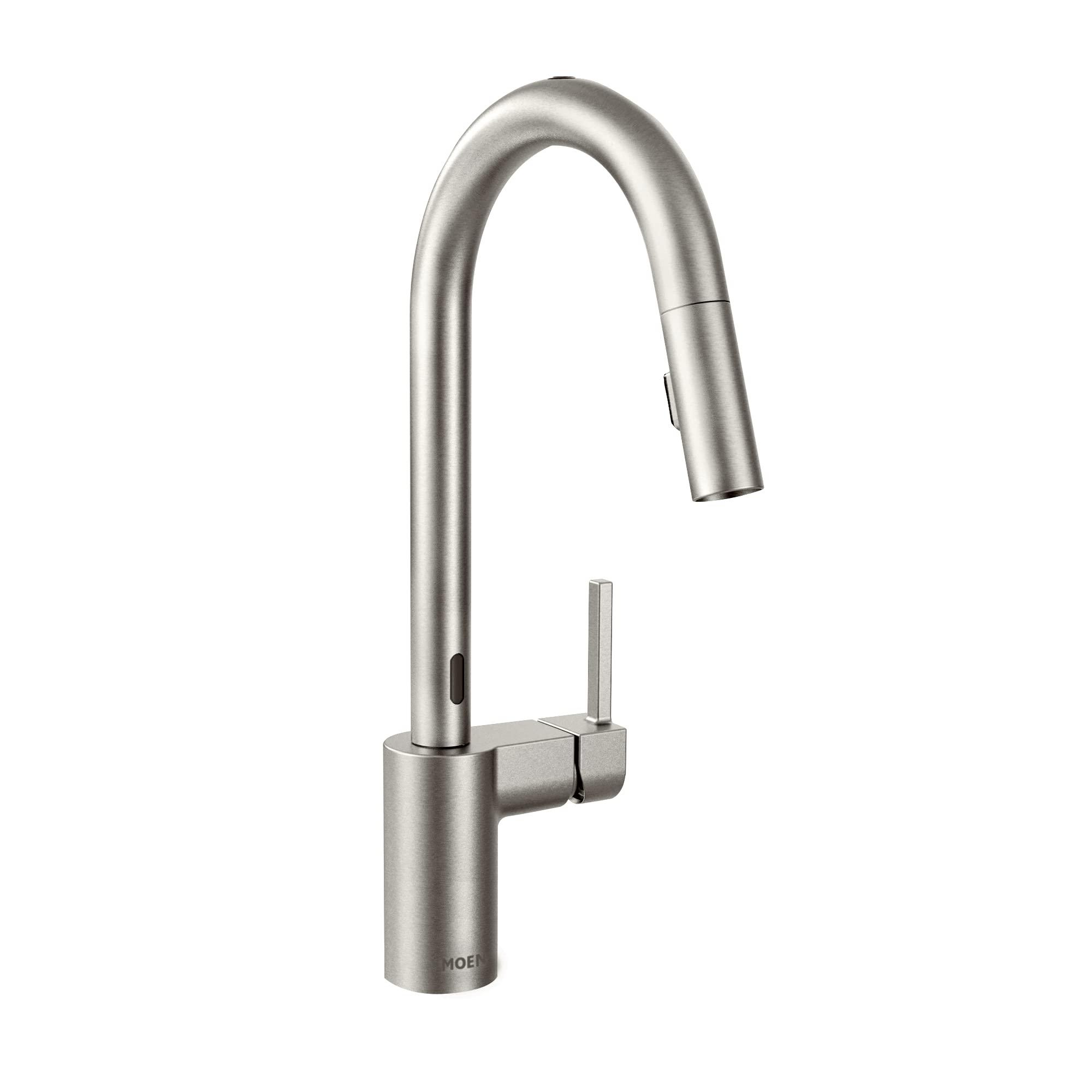 Moen Moen Align Spot Resist Stainless Motionsense Two-Sensor Touchless One-Handle High Arc Modern Pulldown Kitchen Faucet with Reflex Docking System, 7565ESRS