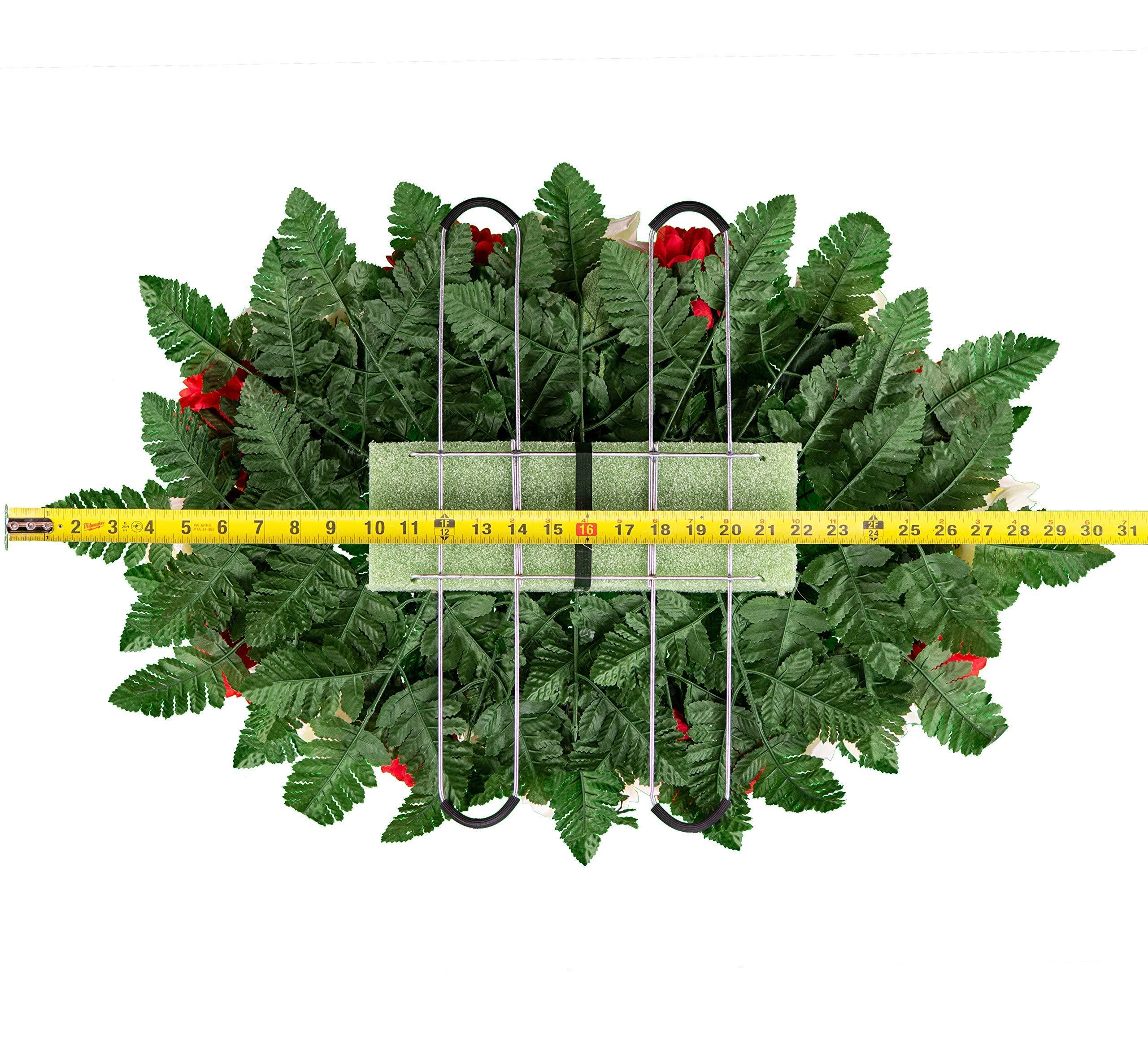 Sympathy Silks Sympathy Silks Artificial Cemetery Flowers Realistic Vibrant Roses, Outdoor Grave Decorations - Non-Bleed Colors, and Easy Fit - 2 Blue Mum and Yellow Rose Bouquets & 1 Saddle