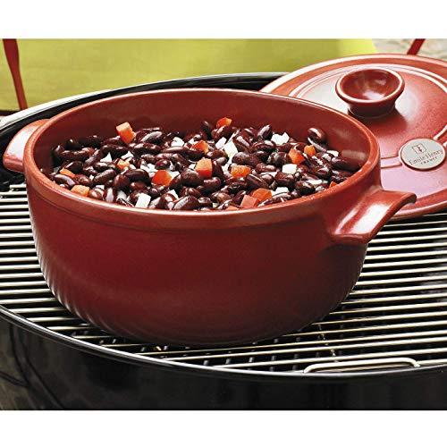 Emile Henry Emile Henry Flame Round Stewpot Dutch Oven, 4.2 Quart, Burgundy