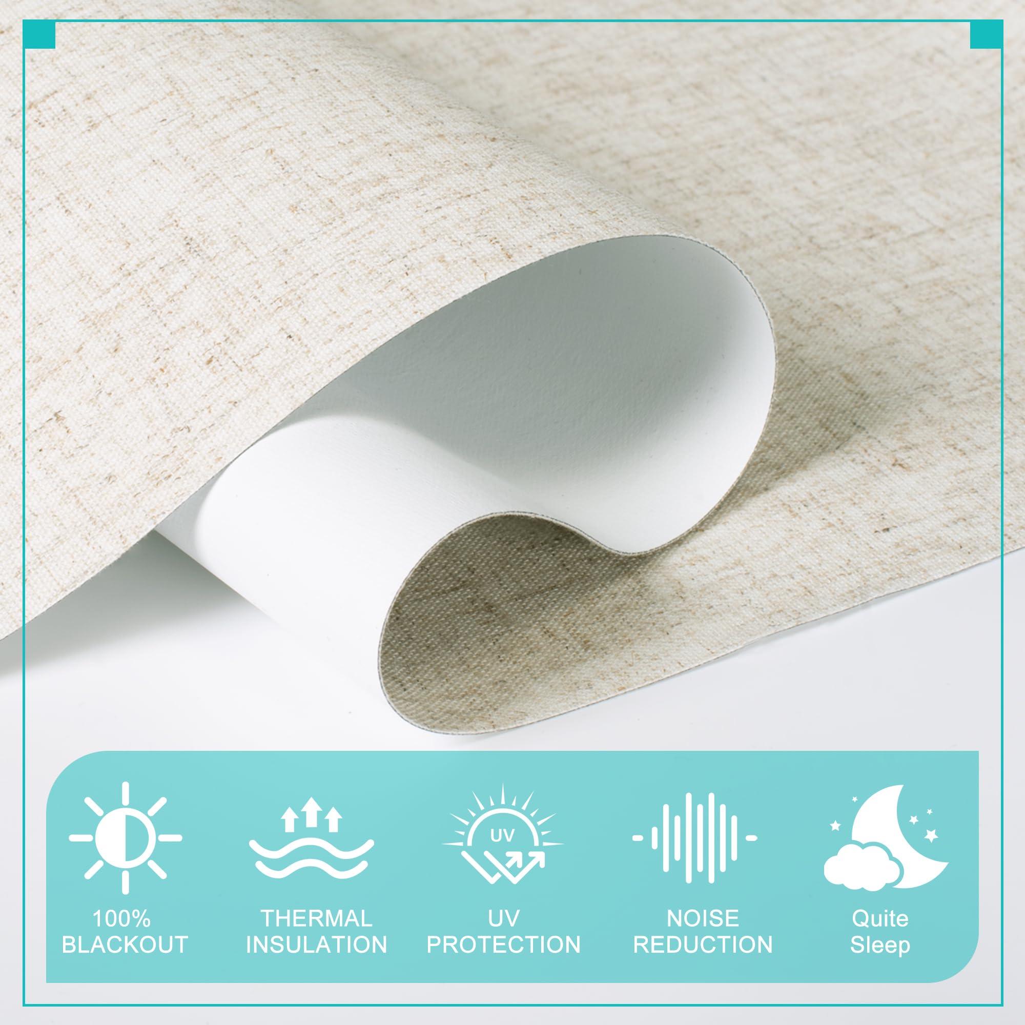 BERISSA BERISSA No Drill Cordless Roman Shades for Window, Blackout Roman Blinds Room Darkening Roll up Blinds Easy Install Linen Roman Window Shades for Inside Mount,24" W x 80" H,Linen Beige