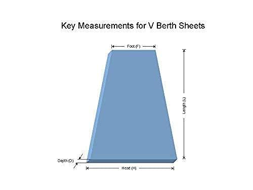 Fabricom Fabricom Boat Bedding Duvet Cover - USA Made Universal V Berth Duvet Cover Set, 5 Piece 100% Egyptian Cotton 1000 Thread Count (Universal V Berth), Sage Striped