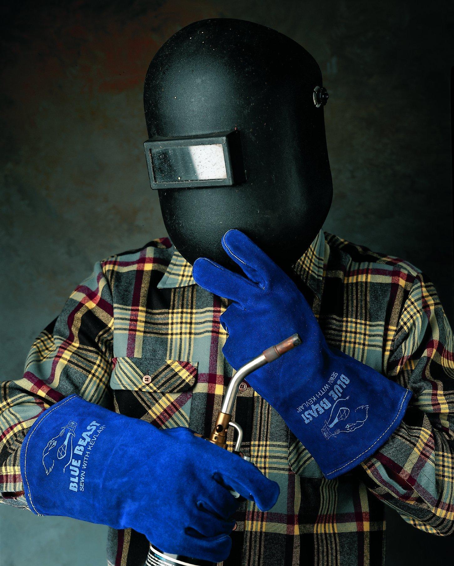 MCR Safety MCR Safety Gloves 4600 Blue Beast Split Cow Leather Welder Gloves with Reinforced Palm and Wing Thumb, X-Large, 1 Pair