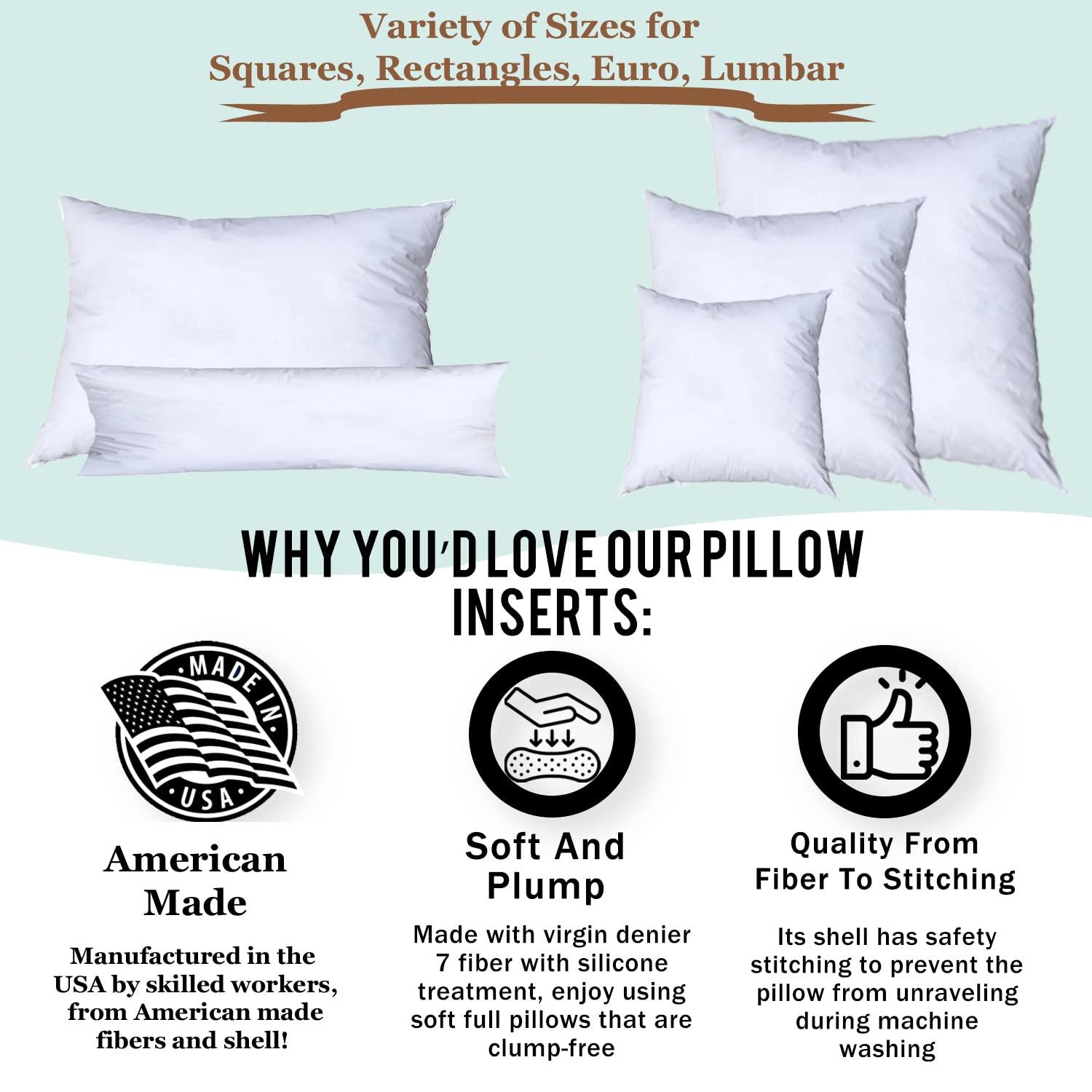 Pillowflex Pillowflex Premium Polyester Pillow Insert - 24\"x24\" Pillow Form - Machine Washable, Accent Throw Insert, Small Square Throw Size Couch Pillow Sham Insert - 1 Decorative Pillow