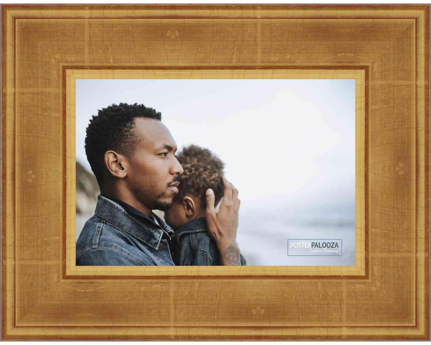 Poster Palooza Poster Palooza 21x15 Traditional Gold Complete Wood Picture Frame with UV Acrylic Plexiglass, Foam Board Backing & Hardware Included