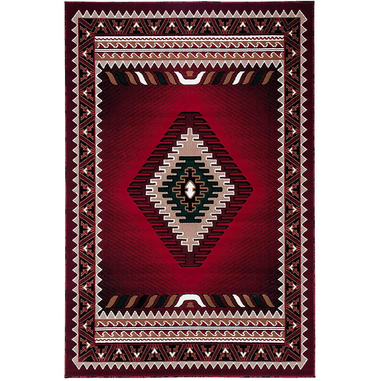 Champion Rugs Champion Rugs Navajo Aztec Arrows Native American Geometric Area Rug Red (5 Feet 3 Inch X 7 Feet 5 Inch)