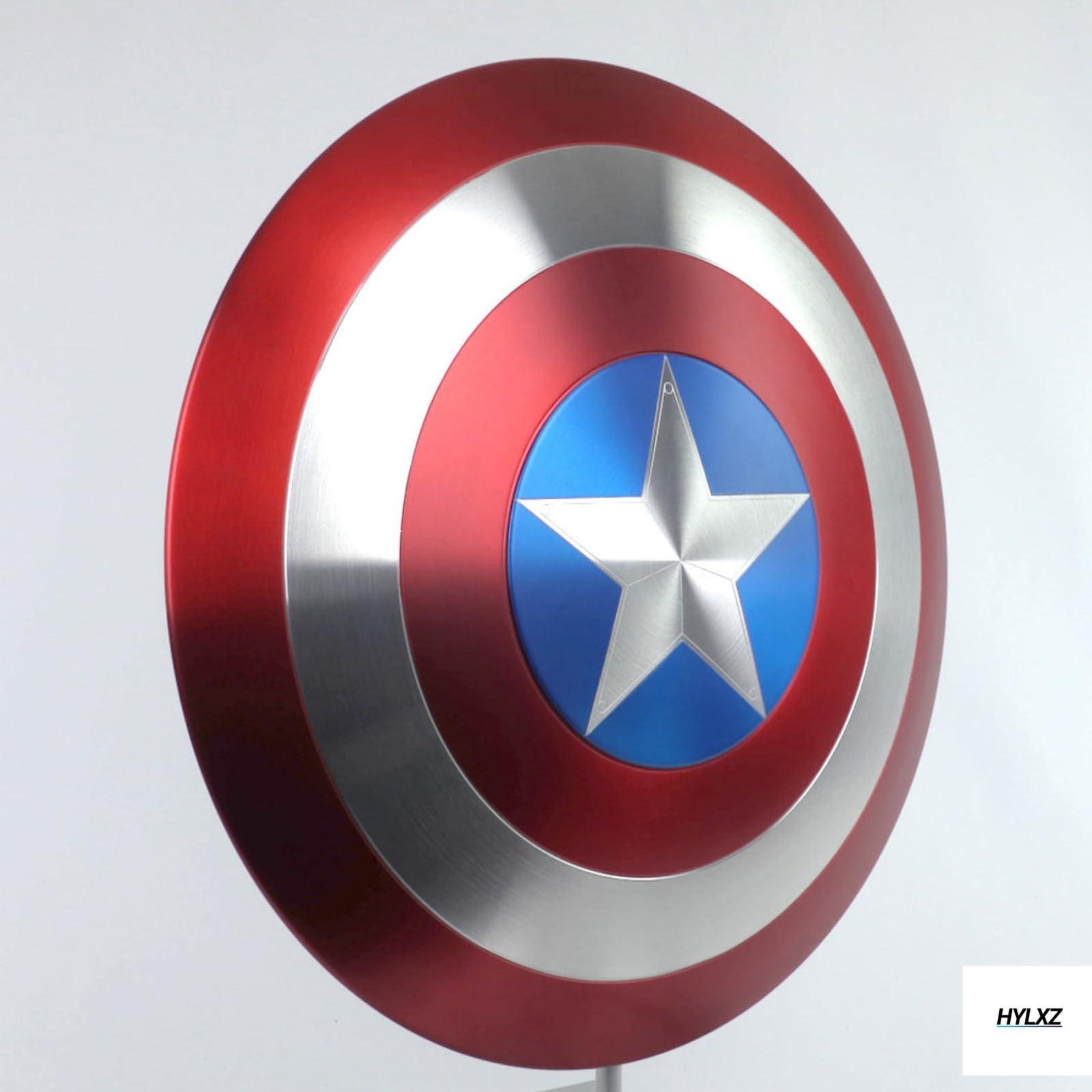 HYLXZ Captain America Shield Metal, Stainless Steel Rust free, Marvel Legends Series, Captain America Premium Role Play Shield, Adult Fan Costume & Collectible, Wall Decor, Leather Grip. Full Size