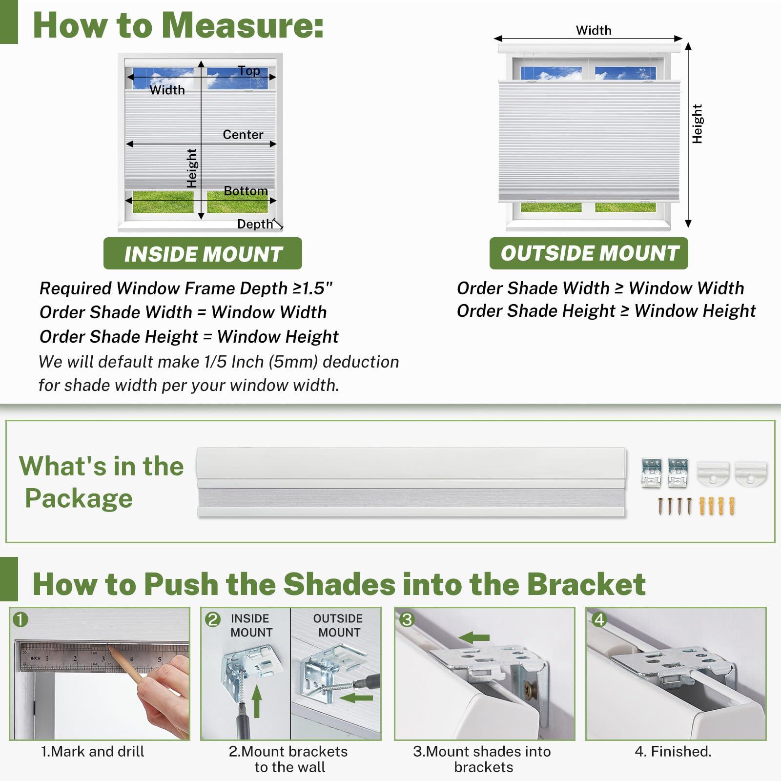 MiLin MiLin Top Down Bottom Up Cellular Blinds for Windows Cordless Cellular Shades Honeycomb Design Blinds & Shades Room Darkening Shades for Home, Bathroom, Office (Blackout - Gray, 43" W x 72" H)
