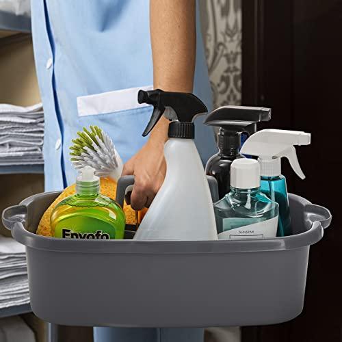 TOPZEA TOPZEA 2 Pack Cleaning Supplies Caddy, Large Plastic Cleaning Supply Organizer Bin with Handle, Cleaning Bucket Housekeeping Shower Tote Caddy Under Sink Tool Storage Basket for Dorm, Garden, Bathroom