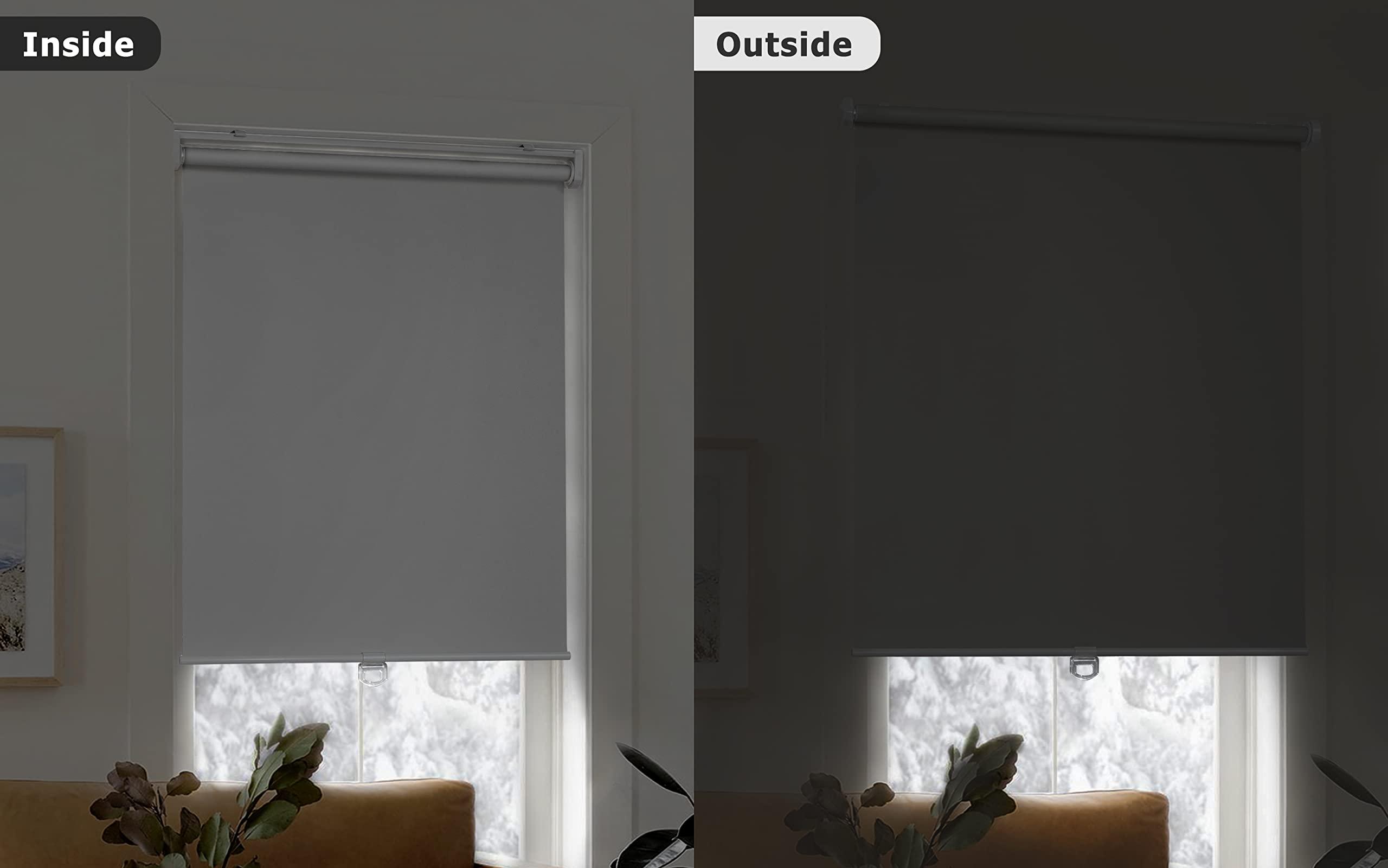 LazBlinds LazBlinds No Tools No Drill Cordless Roller Shades, 100% Blackout Roller Blinds for Windows, Thermal Insulated UV Protection Waterproof Roll Up Window Blinds and Shades, 31'' W x 48'' H, White