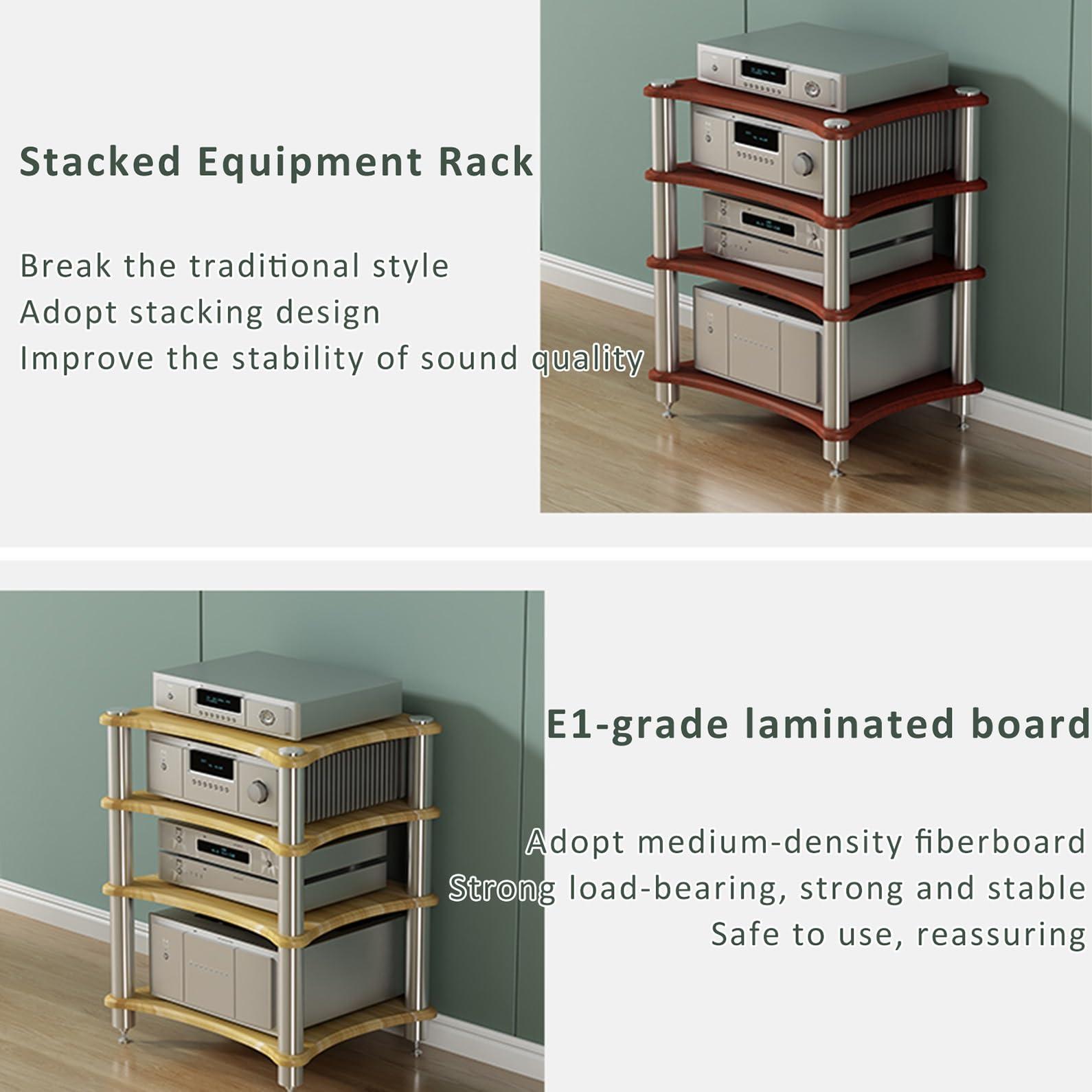 POWRZZZY Audio Rack Av Tower Media Stand Movable 3-Tier Home Stereo Display Record Player Stereo Receiver Tall Heavy Duty Audio-Video Media Stand with Adjustable Shelf for Theater Sound Studio(Light white,60x4