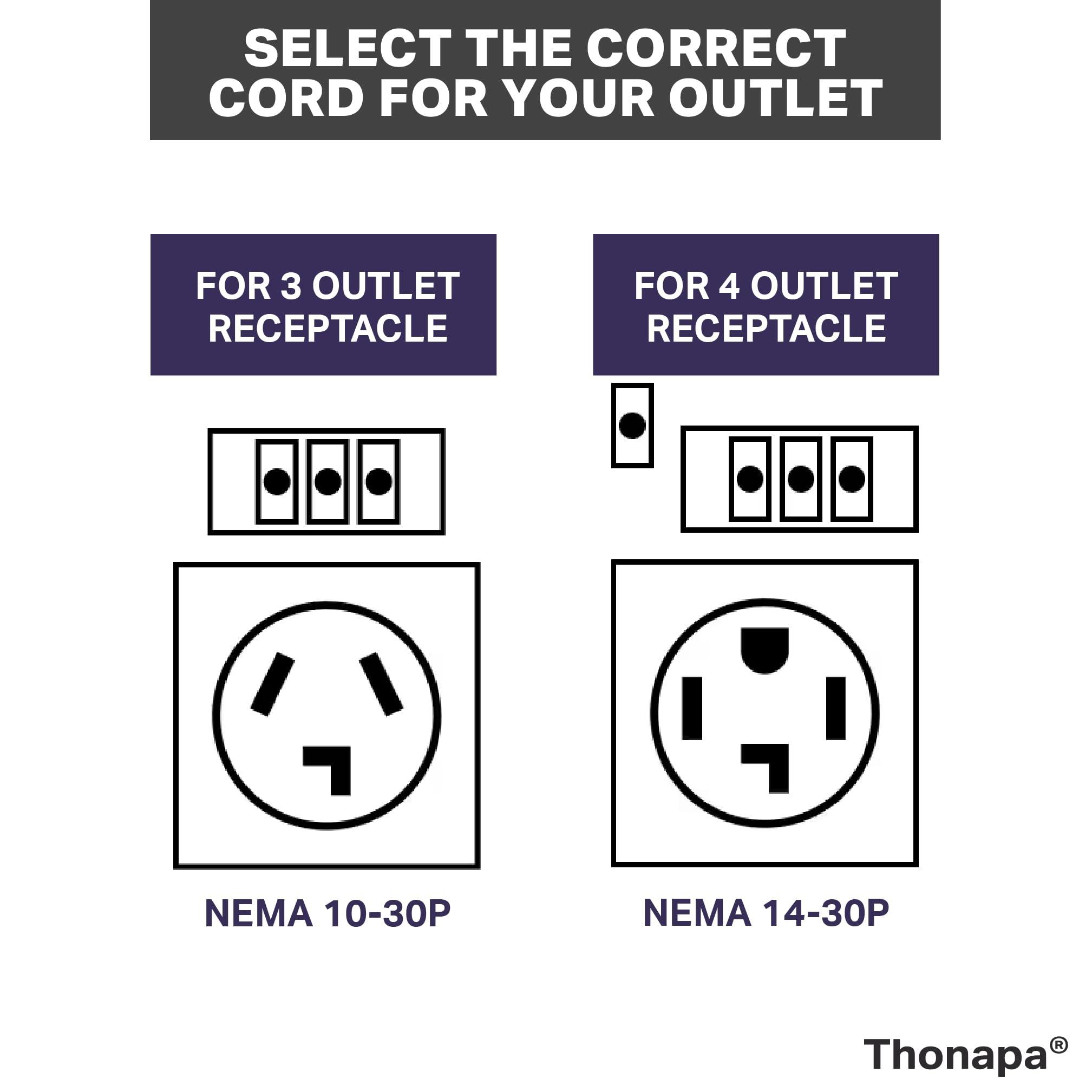 Thonapa Thonapa 4 Prong Dryer Cord 6 Ft, 30 AMP Appliance Extension Cord with 4 Prong, NEMA 14-30 Plug, 10/4 SRDT 6 Foot, Black - US Veteran Owned Company