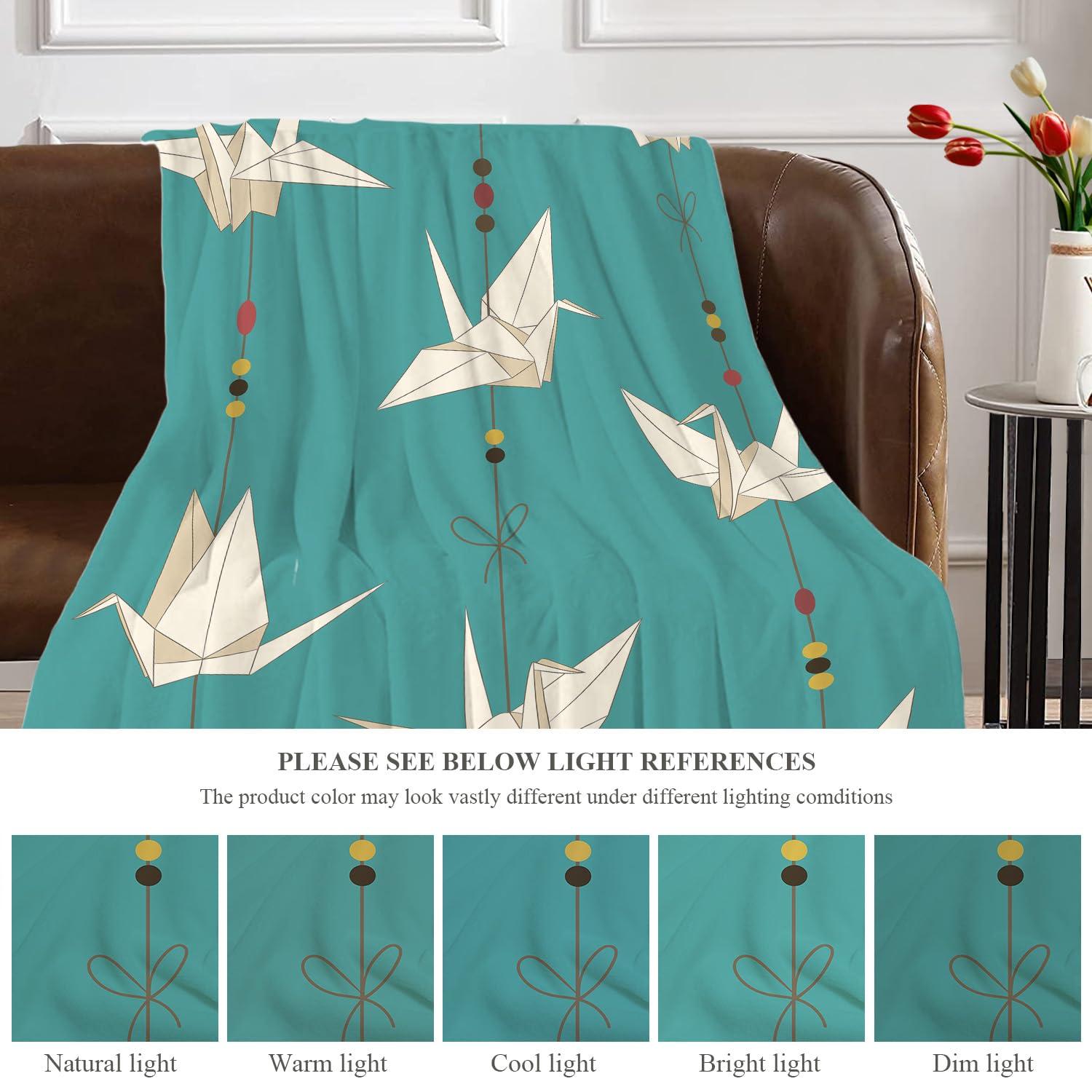 BaoNews BaoNews Indigoblue Japanese Paper S Soft Throw Blanket,White Century Origami Bird Warm Lightweight Blanket Washable Bed Throws for Adult Sofa Bed Bedroom Living Room Dorm Room,200X150cm