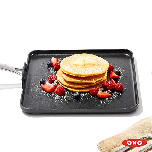 OXO OXO Enhanced 11\" Griddle Pan, PFAS-Free Ceramic Nonstick, Durable Hard Anodized Cookware, Scratch Resistant, Stainless Steel Handle, Good Grips, Dishwasher/Oven Safe, Black