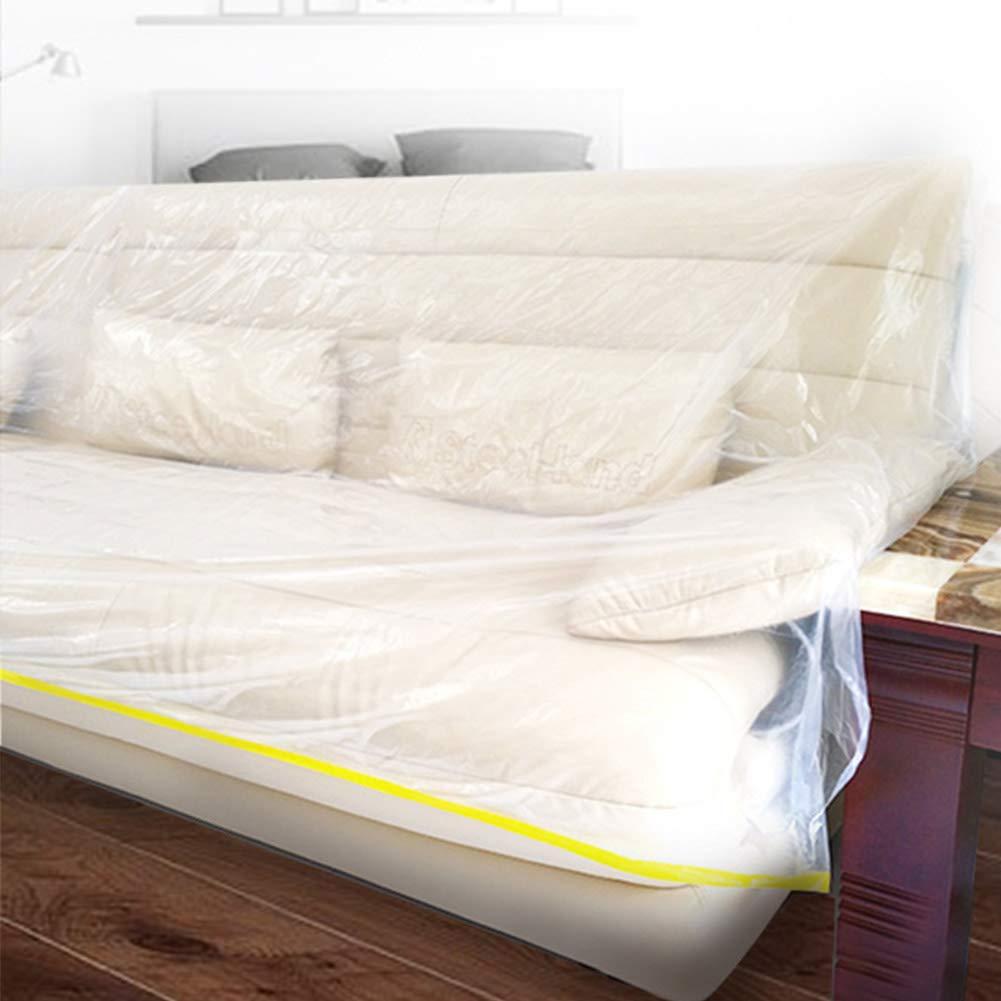 Cyrank Furniture Protection Covers, 2 Pcs Clear Couch Cover Thicker Sofa Cover Reusable Plastic Sofa Storage Covers Dust Cover for Bed Sofa