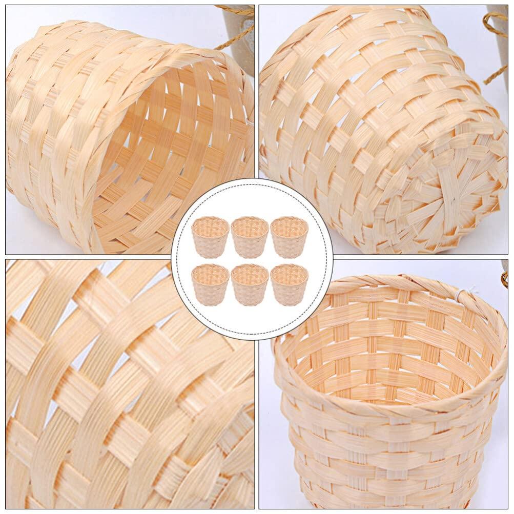 DEARMAMY DEARMAMY Mini Woven Basket 12Pcs Miniature Flower Basket Dollhouse Picnic Basket Tiny Party Favor Desktop Storage Container Farmhouse Decor