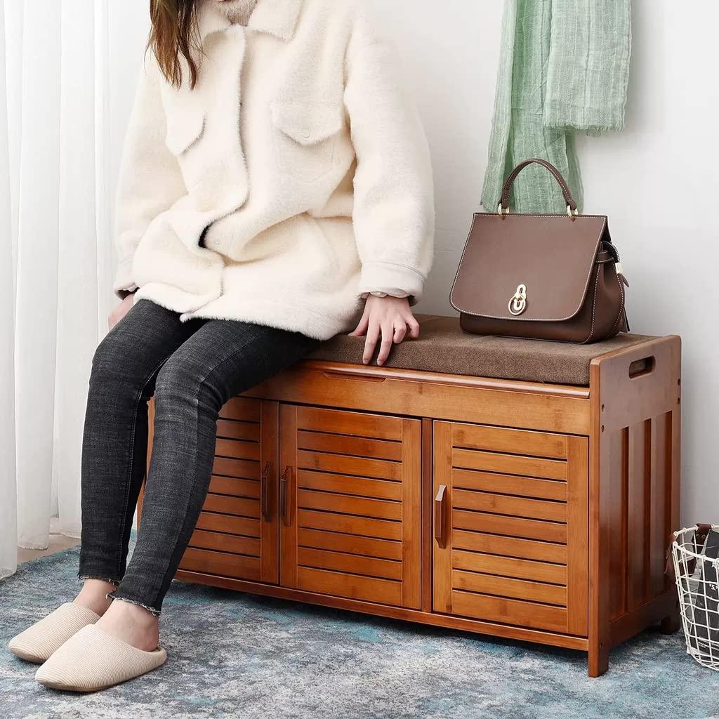 MACIUM Footstools/Ottomans Simple Modern Solid Wood Shoe Rack Locker Shoe Stool Shoe Cabinet Try Shoe Stool Wear Shoe Cabinet Living Room Corridor Bench Shoe Stool (Color : B)