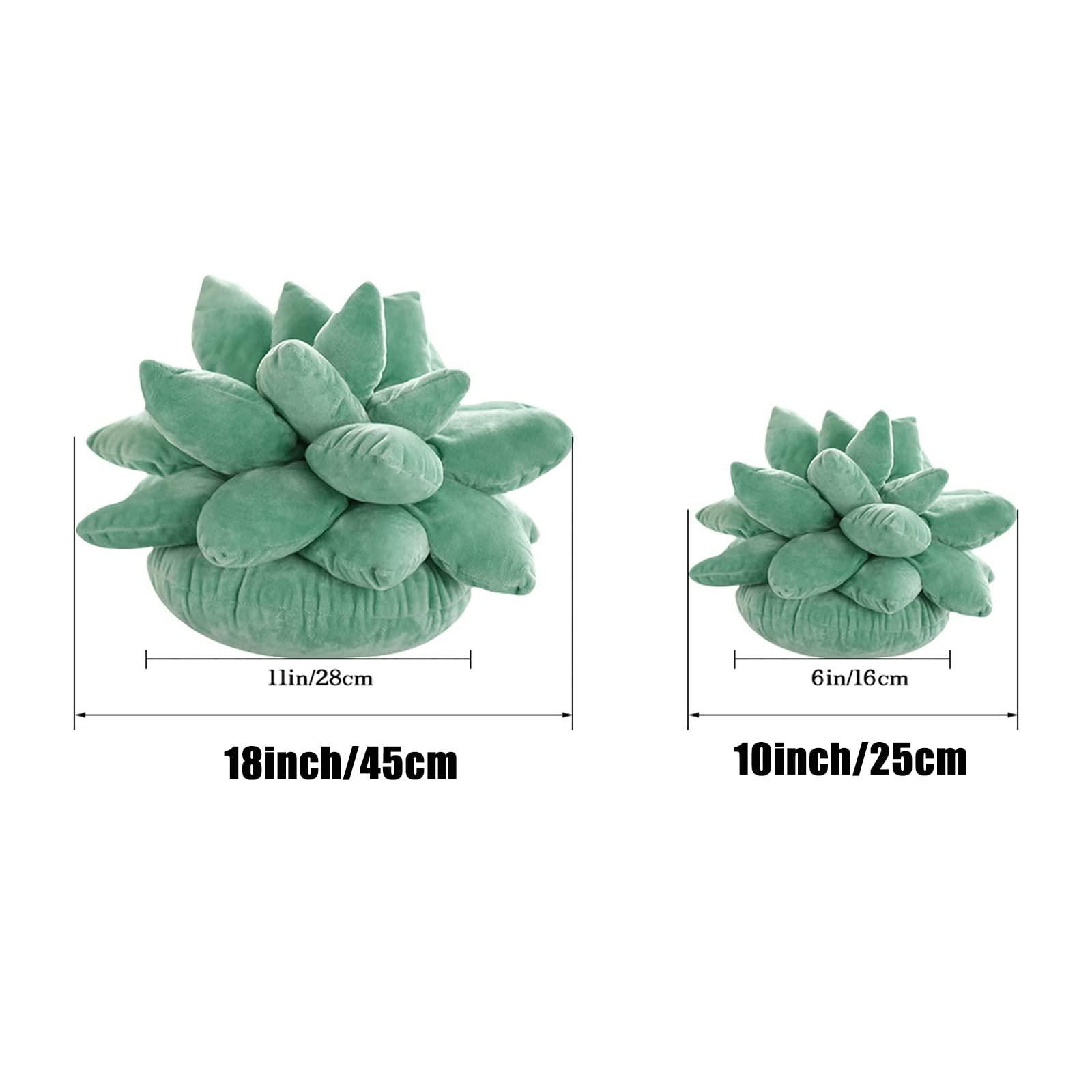 Cawevon 3D Succulents Cactus Pillow,Cute Pillows for Bedroom Aesthetic,10 Inch Lifelike Plush Stuffed Toys Soft Doll Creative Potted Flowers Pillow Chair Cushion Gift for Girls Kids (10 inches, Light Green)