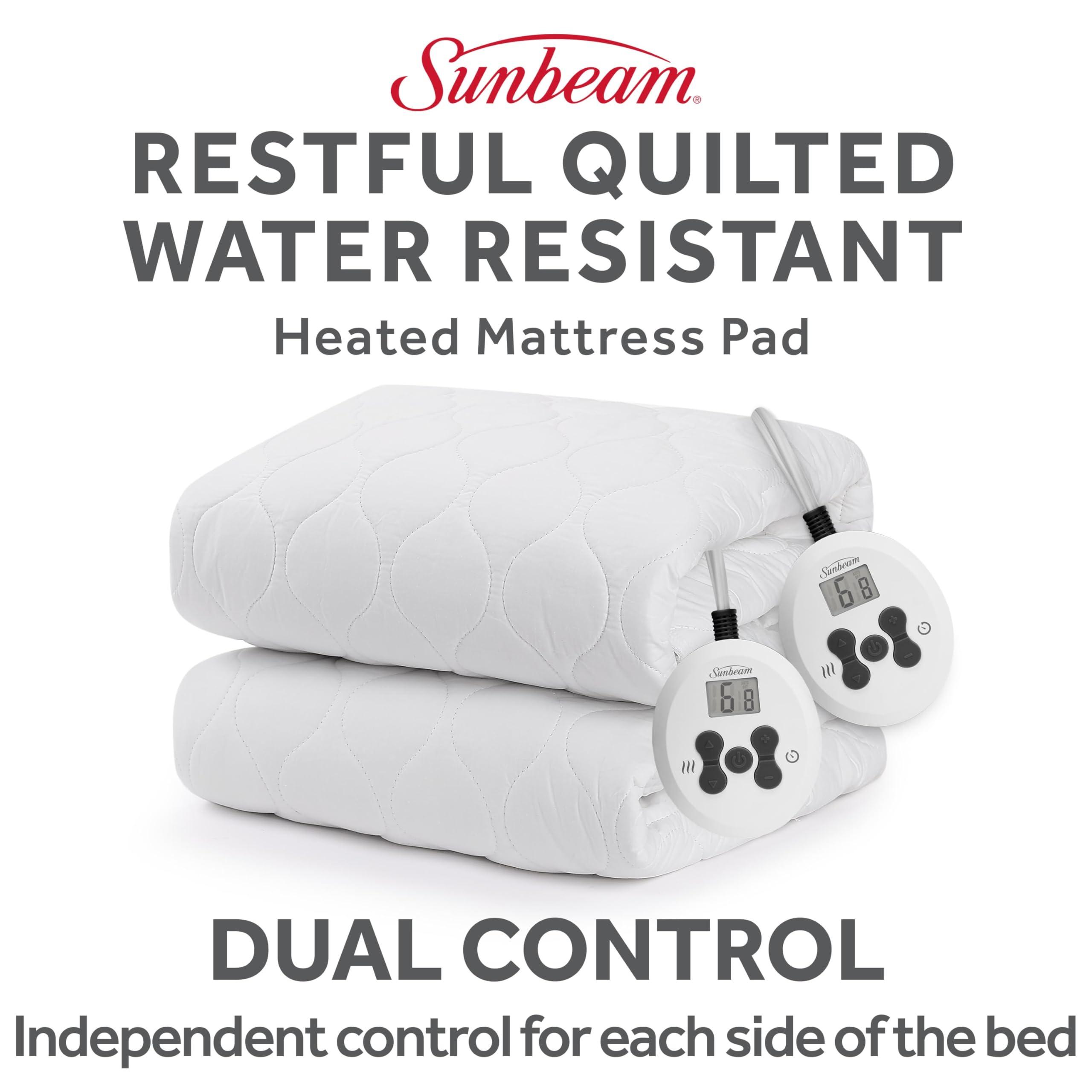 Sunbeam Sunbeam King Size Electric Heated Mattress Pad, 12 Heat Settings, 12hr Auto Shut-Off, Fast Heating, Machine Washable
